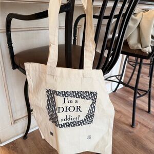 Cream Canvas Tote with Black Logo